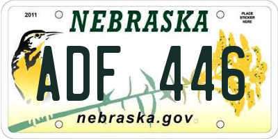 NE license plate ADF446