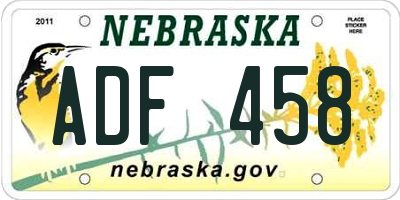NE license plate ADF458