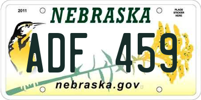 NE license plate ADF459
