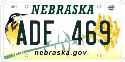NE license plate ADF469