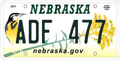 NE license plate ADF477