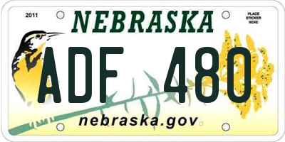 NE license plate ADF480