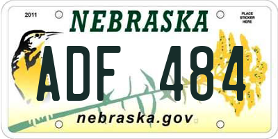 NE license plate ADF484