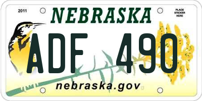 NE license plate ADF490