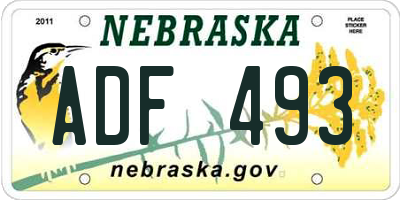 NE license plate ADF493