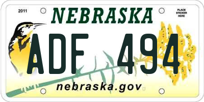 NE license plate ADF494