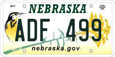 NE license plate ADF499