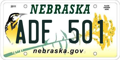 NE license plate ADF501