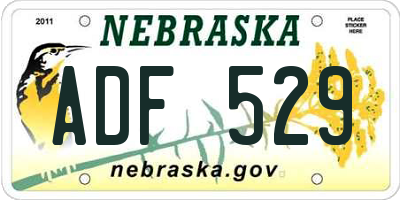 NE license plate ADF529