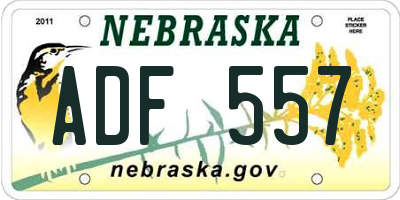 NE license plate ADF557