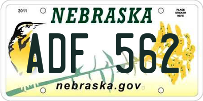 NE license plate ADF562