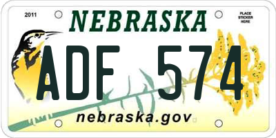 NE license plate ADF574