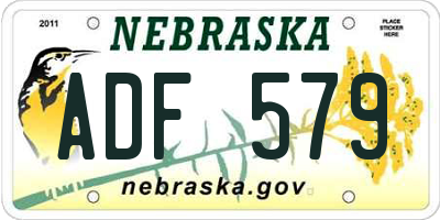 NE license plate ADF579