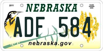 NE license plate ADF584