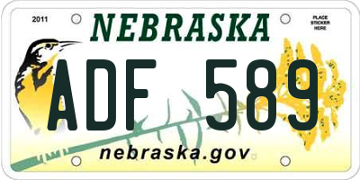 NE license plate ADF589
