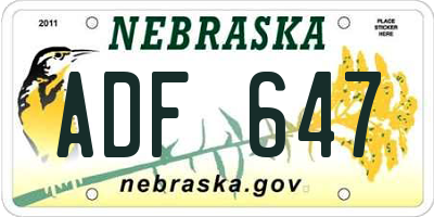 NE license plate ADF647