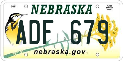 NE license plate ADF679