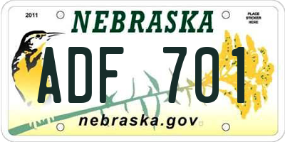 NE license plate ADF701