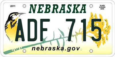 NE license plate ADF715