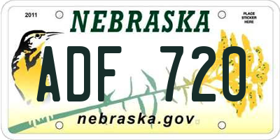 NE license plate ADF720
