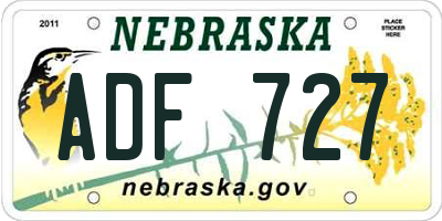 NE license plate ADF727
