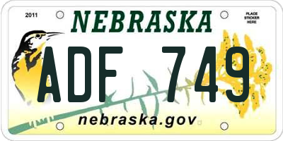 NE license plate ADF749