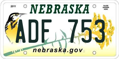 NE license plate ADF753