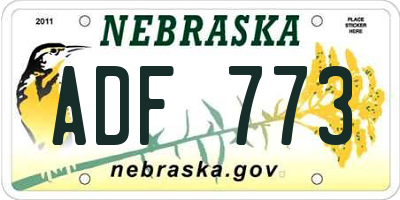 NE license plate ADF773