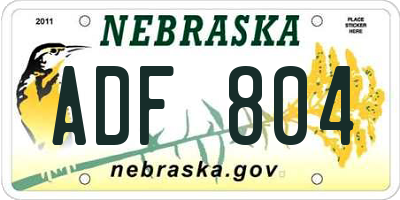 NE license plate ADF804