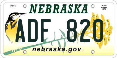 NE license plate ADF820