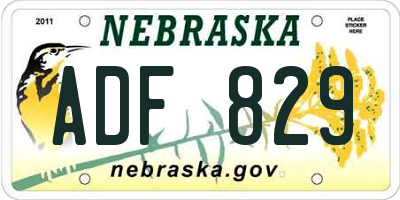 NE license plate ADF829