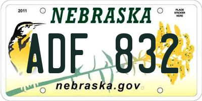 NE license plate ADF832