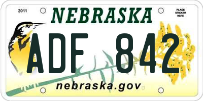 NE license plate ADF842