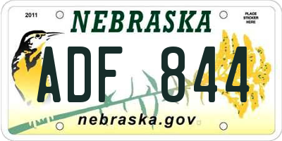 NE license plate ADF844