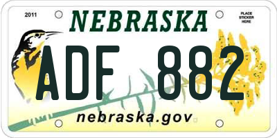 NE license plate ADF882