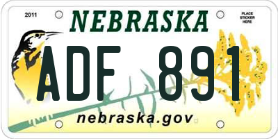 NE license plate ADF891