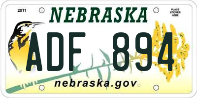 NE license plate ADF894