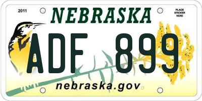 NE license plate ADF899