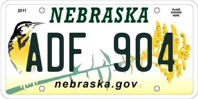 NE license plate ADF904