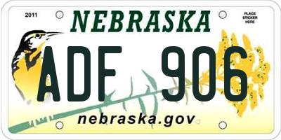 NE license plate ADF906