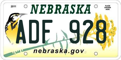 NE license plate ADF928