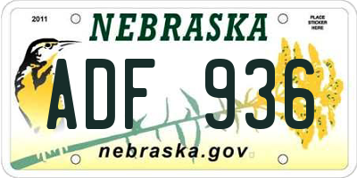 NE license plate ADF936
