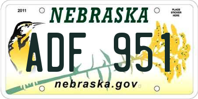 NE license plate ADF951