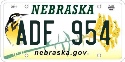 NE license plate ADF954