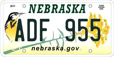 NE license plate ADF955