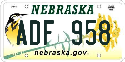NE license plate ADF958