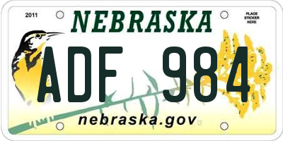 NE license plate ADF984