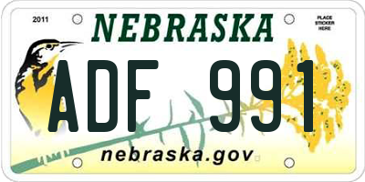 NE license plate ADF991