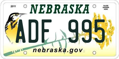 NE license plate ADF995