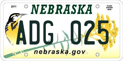 NE license plate ADG025
